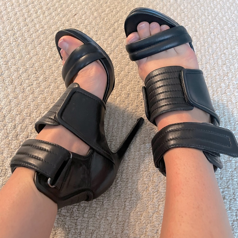 Barbara Biu black Velcro heels in good condition